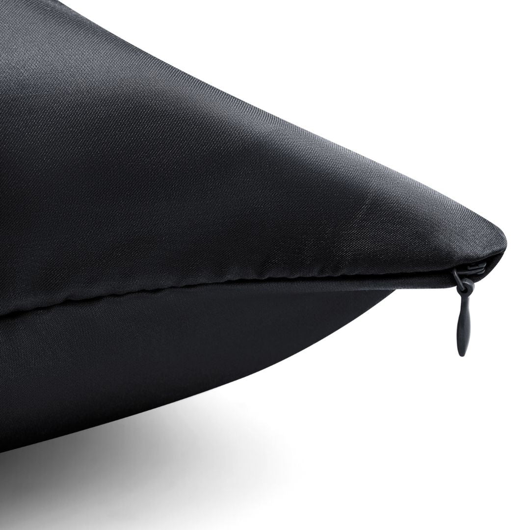Black plant-based silk pillowcase with hidden zipper detail