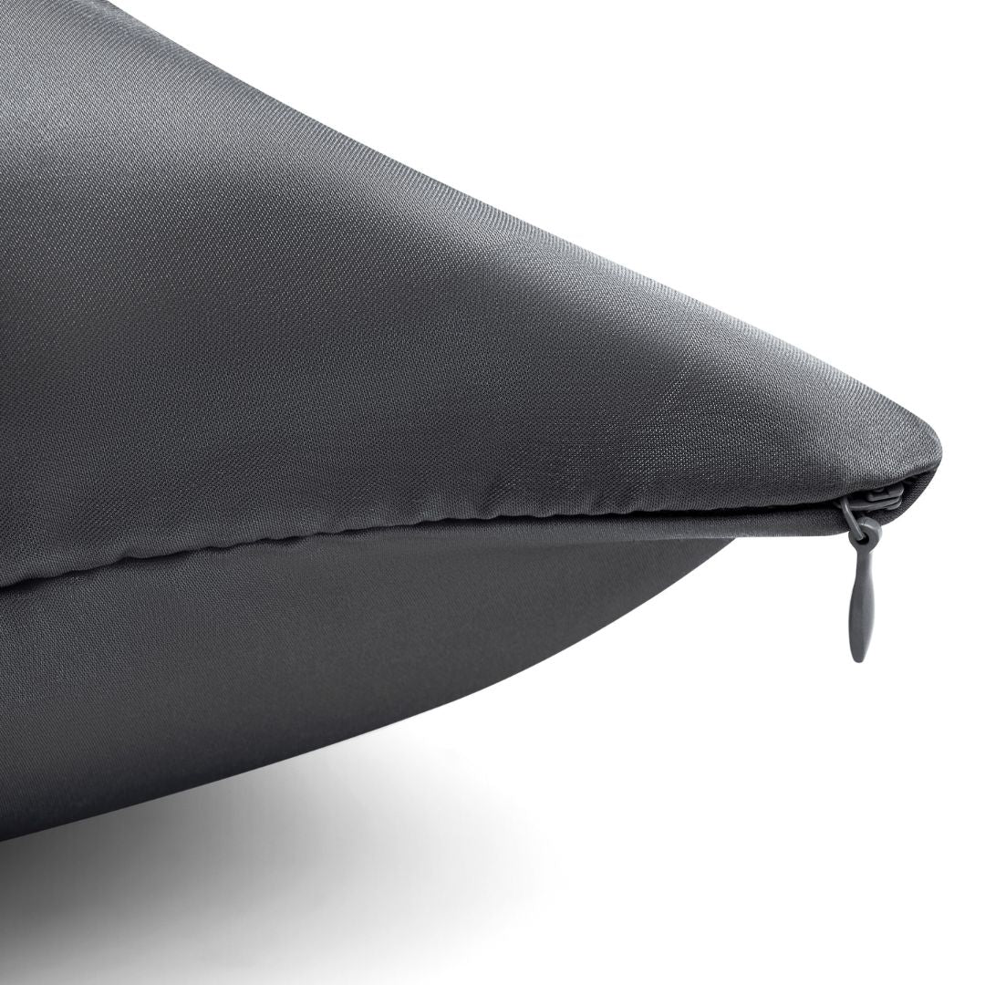 Charcoal sustainable silk pillowcase with hidden zipper detail