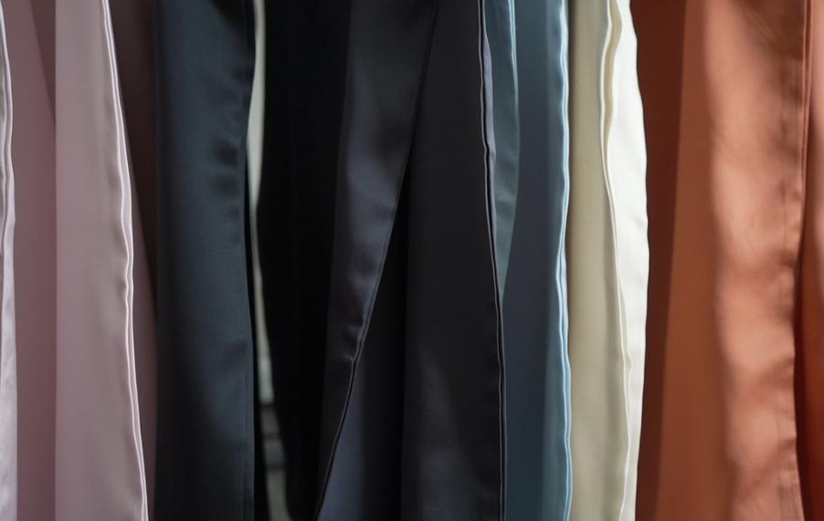 Mynt Lab sheet set colour range including dusty pink, charcoal, sage green, sand, and terracotta MyntFusion™ fabrics