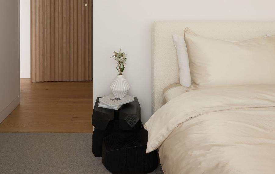 Close-up of high-quality bedding showcasing breathable, soft, and durable fabric designed for cooling and skin comfort.