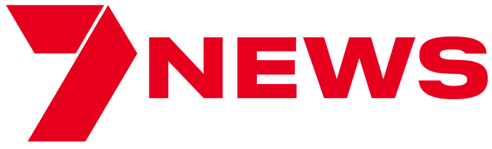 The image shows the red logo of 7 NEWS, with a bold red number 7 followed by the word NEWS in uppercase red letters on a white background.