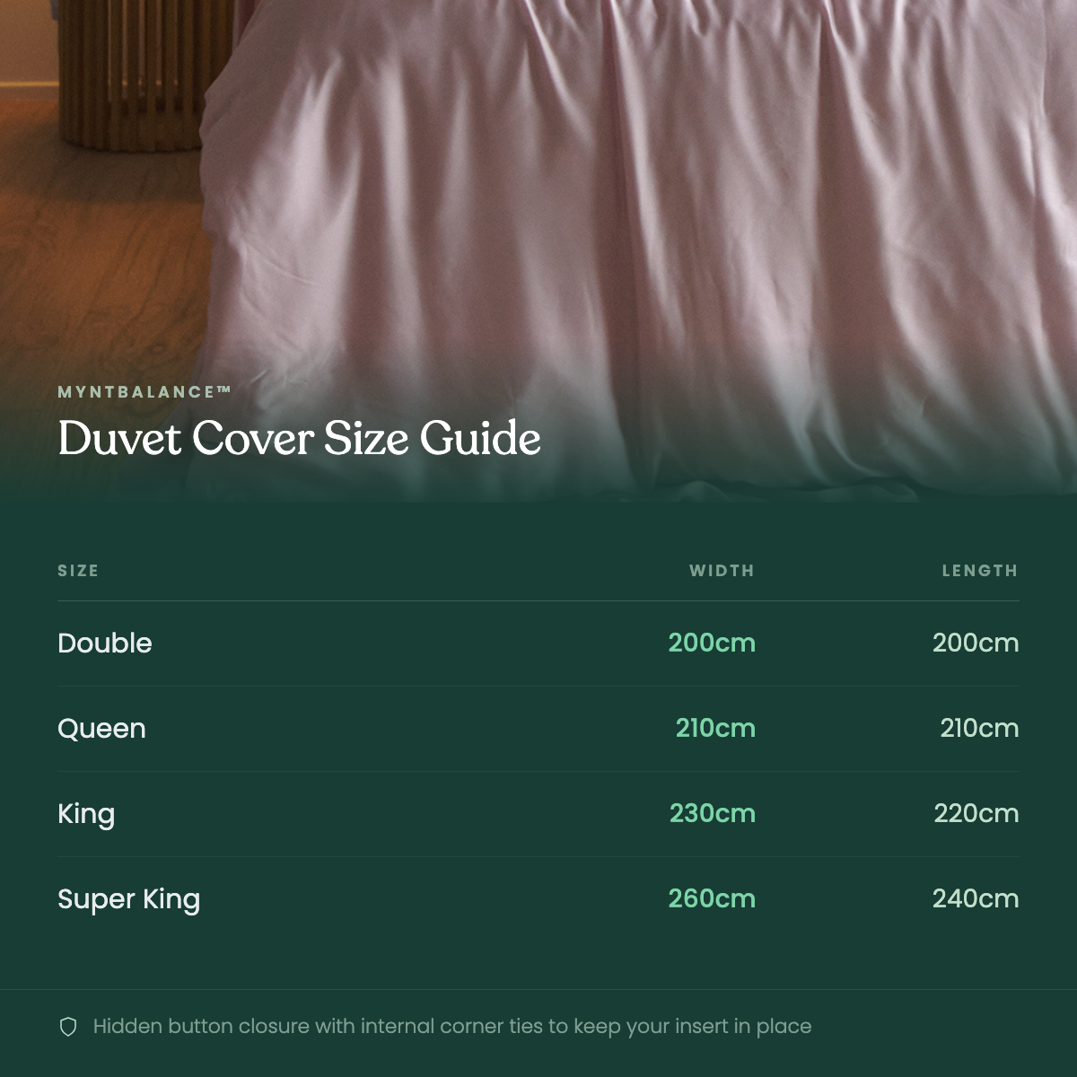 MyntBalance temperature balancing duvet cover made from 100% TENCEL lyocell soft breathable fabric
