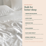 MyntBalance™ temperature balancing duvet cover made of soft, breathable 100% TENCEL™ lyocell fabric with hidden button closure and corner ties