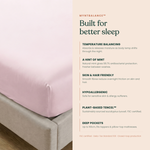 MyntBalance™ temperature balancing fitted sheet made from 100% TENCEL™ lyocell with deep pockets and reinforced straps on a bed