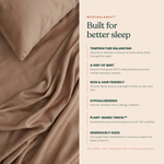 MyntBalance™ temperature balancing flat sheet made from 100% TENCEL™ lyocell, soft breathable fabric with smooth drape on bed