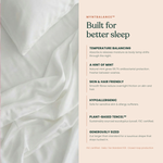 MyntBalance™ temperature balancing flat sheet made of soft, breathable TENCEL™ lyocell fabric draped neatly over a bed