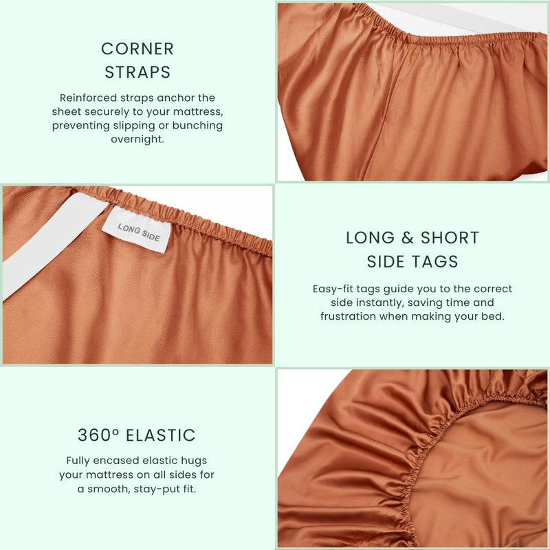 The MyntFusion™ Complete Bedding Bundle by Mynt Lab features an antibacterial fitted sheet with corner straps, long and short side tags, and 360° elastic for a snug, secure fit on your mattress.