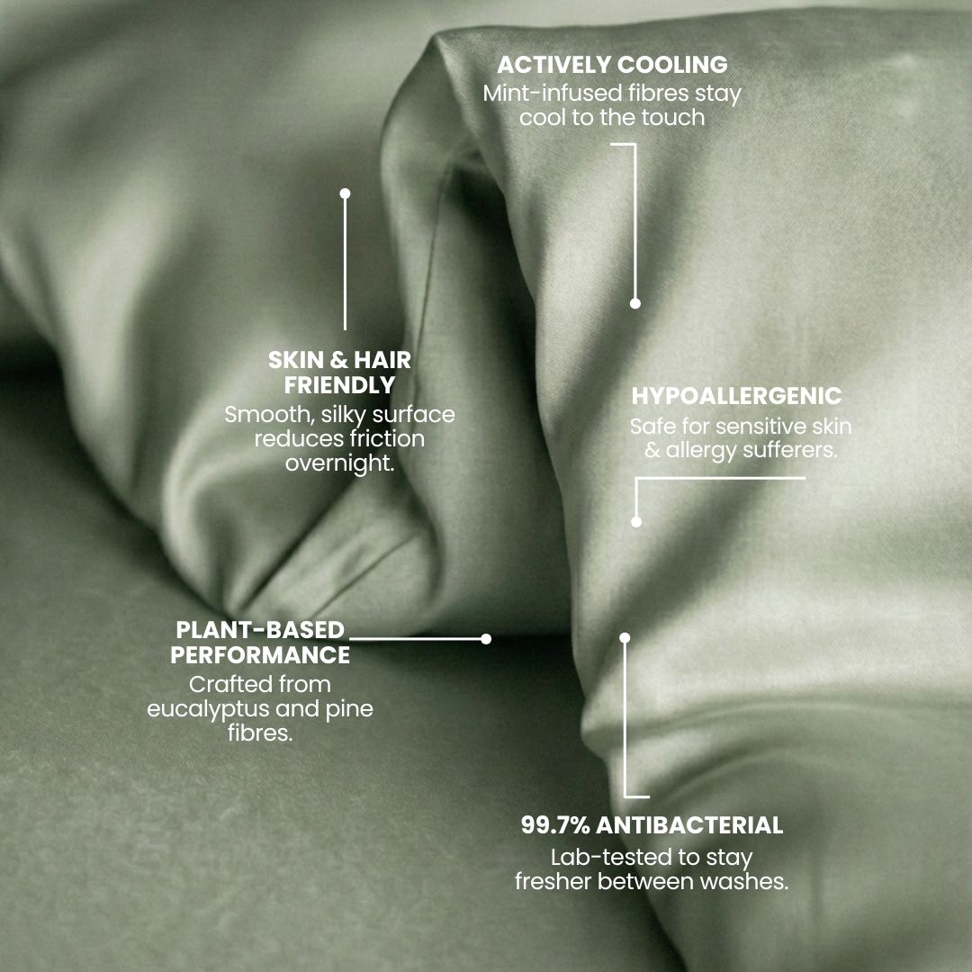 Text on a fabric surface detailing its properties