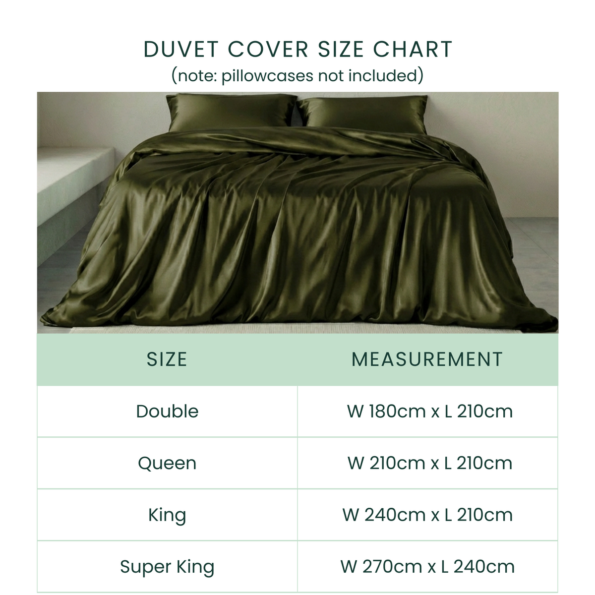 The Mynt Lab MyntFusion™ Duvet Cover | Double shown in olive green is antibacterial and cooling - perfect for hot sleepers. Available in Double, Queen, King, and Super King sizes. Pillowcases sold separately.