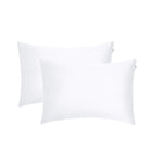 Two plain white pillowcase rectangular pillows, ideal for beauty sleep, are placed side by side on a white background with a slight overlap.