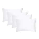 Four white rectangular pillowcases are arranged in two rows against a plain white background, perfect for enjoying beauty sleep and waking up refreshed.