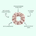 MyntFusion™ Silky Hair Scrunchie made from plant-based, antibacterial, silky fabric for gentle, low-friction hair care and overnight styling