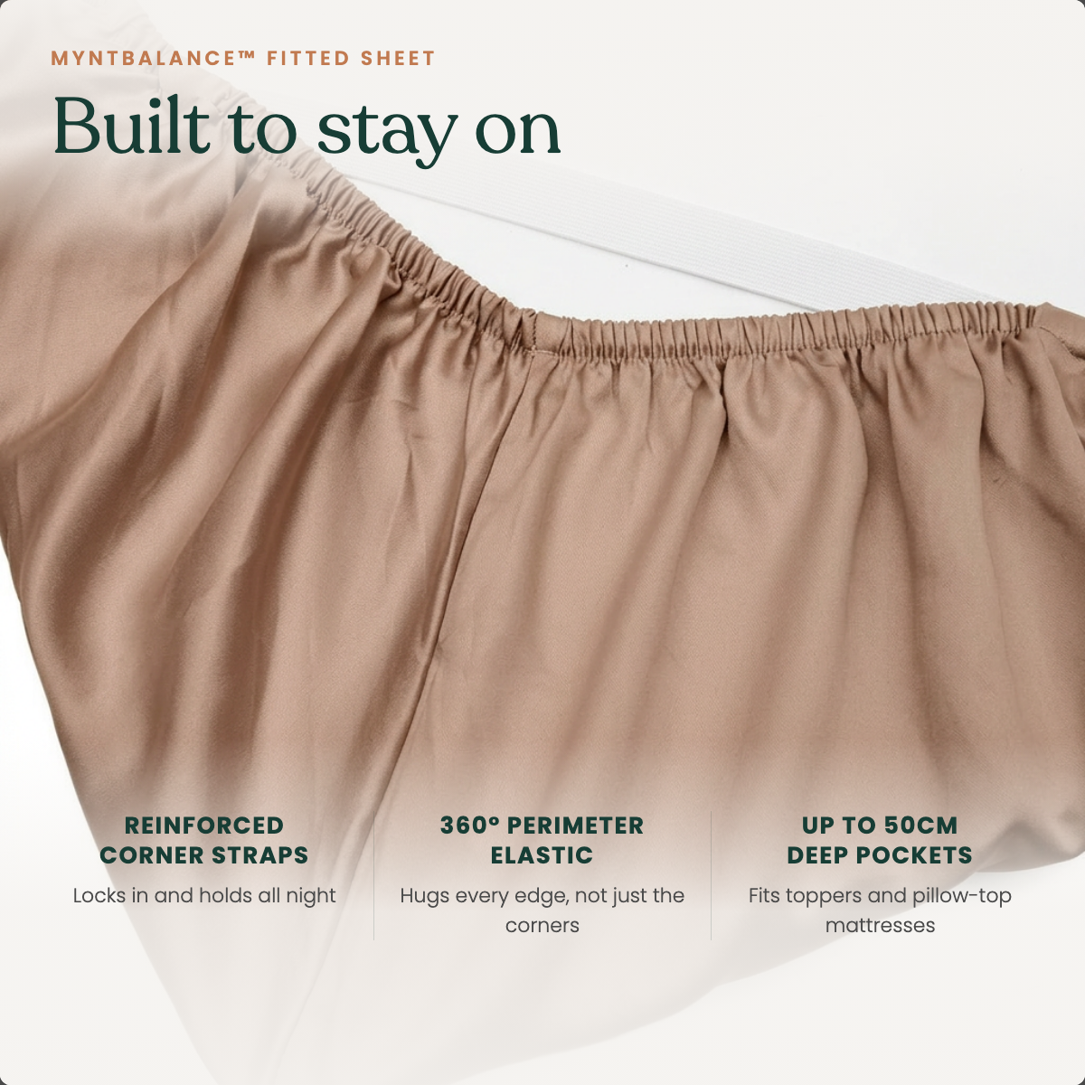 MyntBalance Fitted Sheet - Latte - Built to stay on