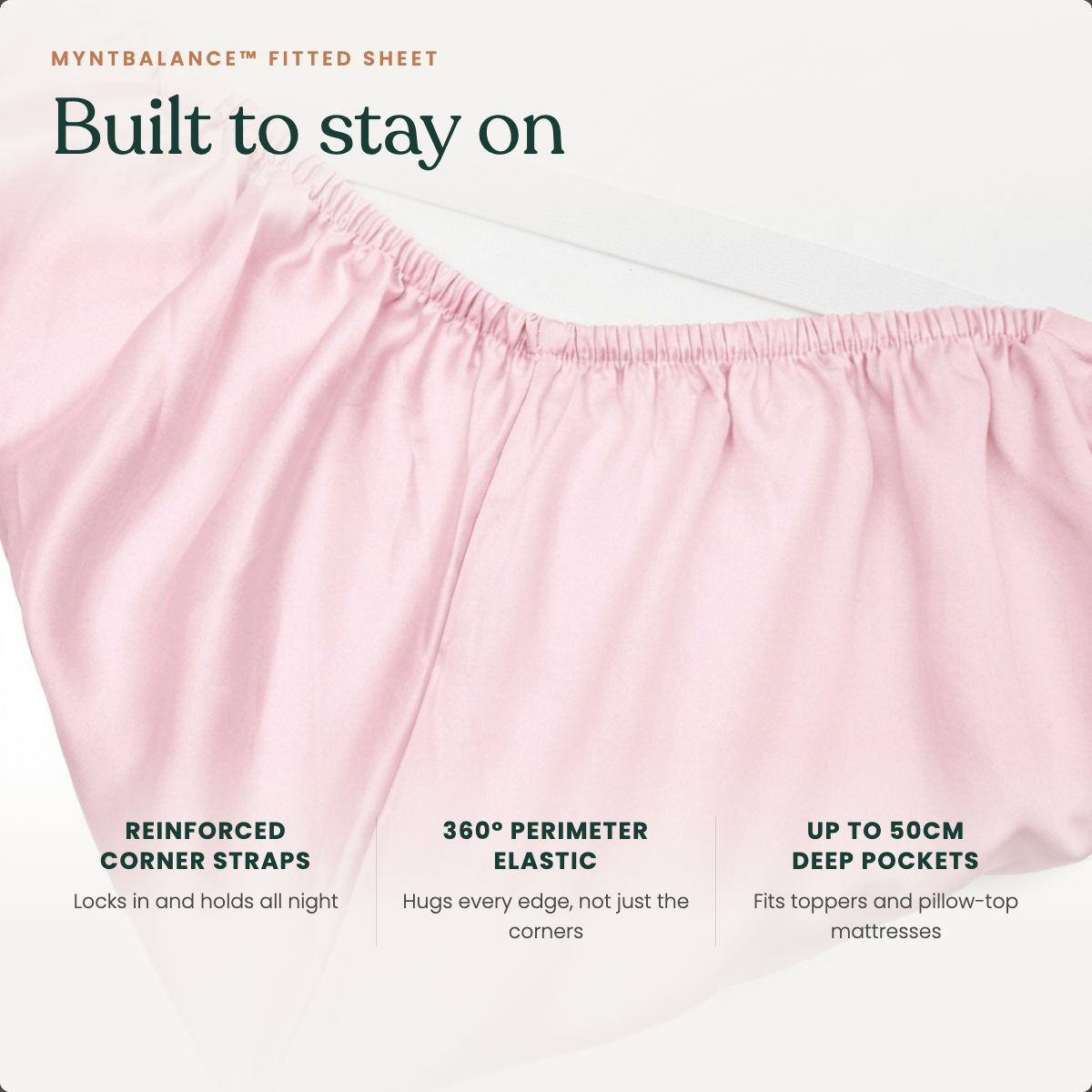 MyntBalance Fitted Sheet - Petal - Built to stay on