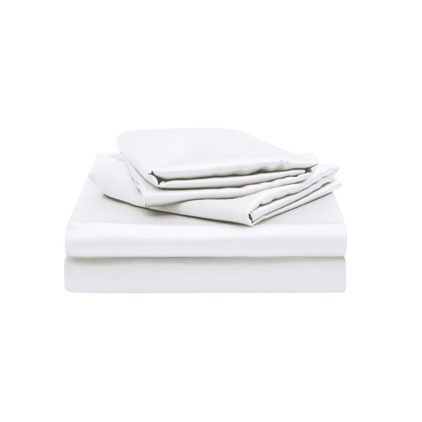 A neatly folded Fitted Sheet Set (3-Piece), including silky soft sheets and pillowcases, displayed on a plain white background.