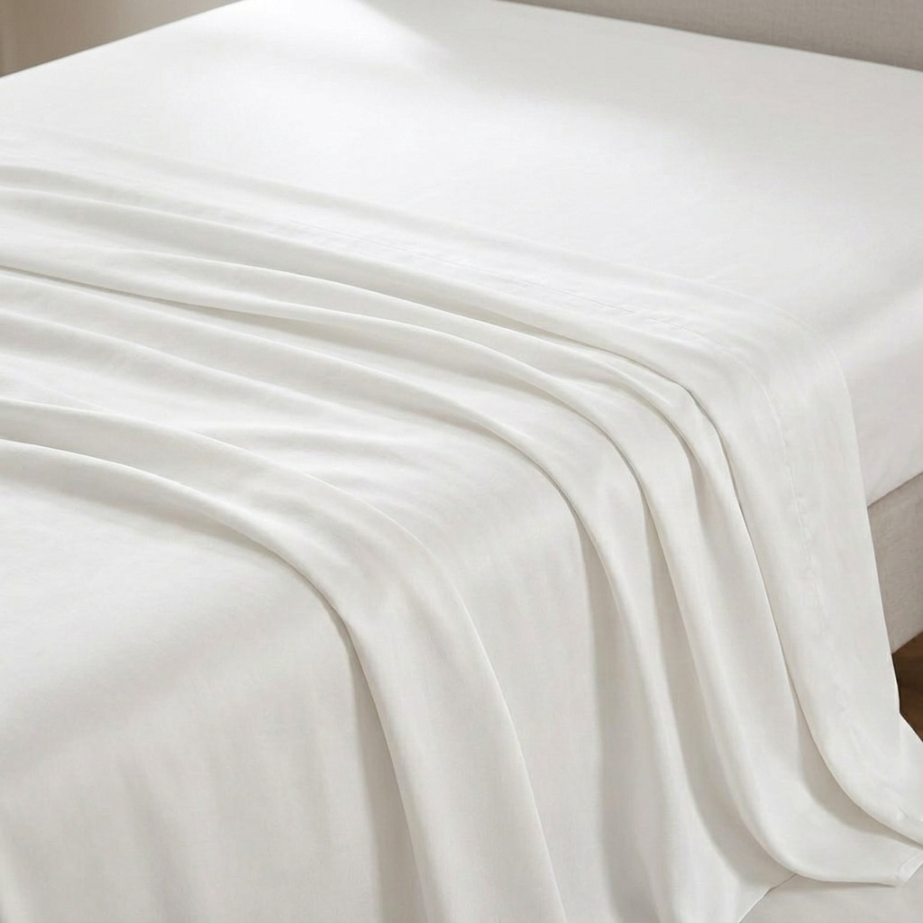 MyntBalance™ temperature balancing flat sheet made of breathable TENCEL™ lyocell with smooth drape and oversized fit on bed