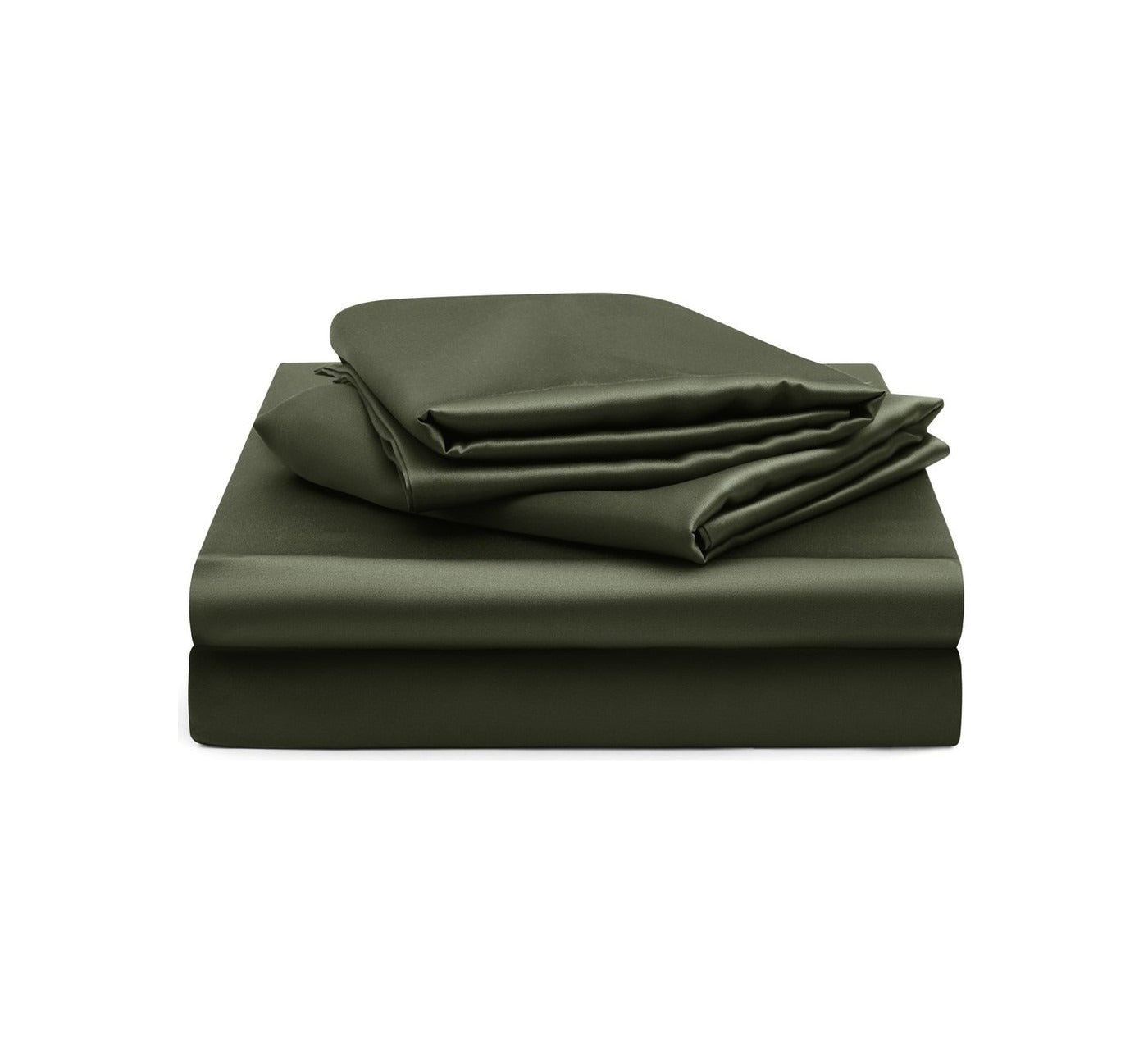 MyntFusion™ Fitted Sheet Set in Olive Green: the whole set: fitted sheet and two pillowcases