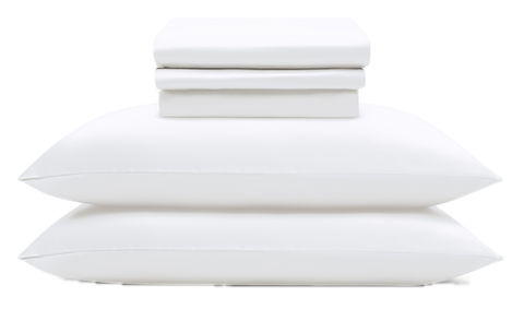 Existing white complete sheet set photograph, folded sheets and two folded pillowcases